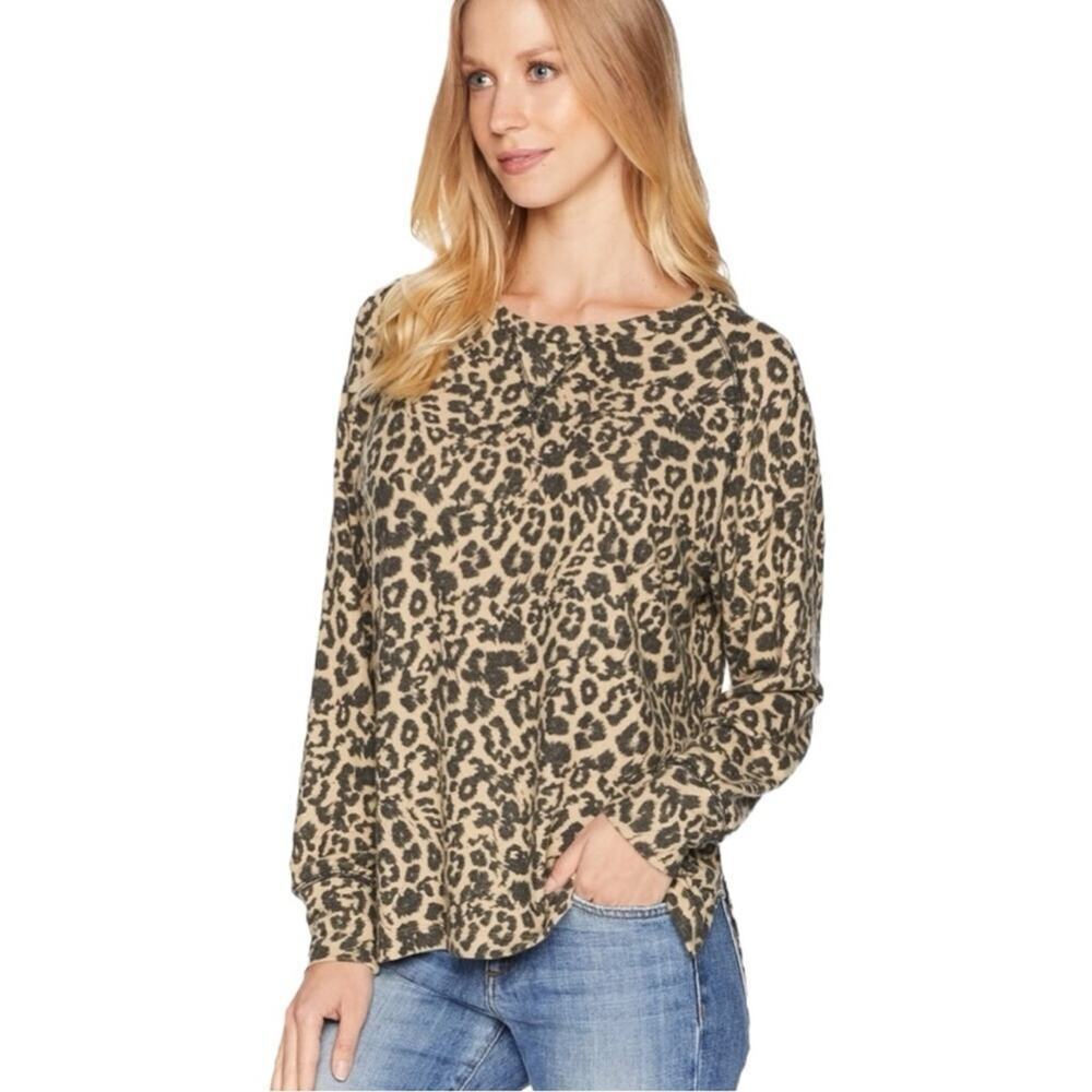 LNA - Jillian Brushed Leopard Print Crew Neck Sweatshirt